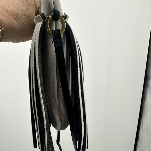 Save My Bag Neoprene Fringe Crossbody Bag Clutch Grey Made in Italy - Picture 10 of 11